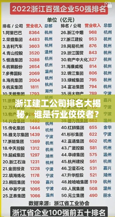 浙江建工公司排名大揭秘,谁是行业佼佼者?